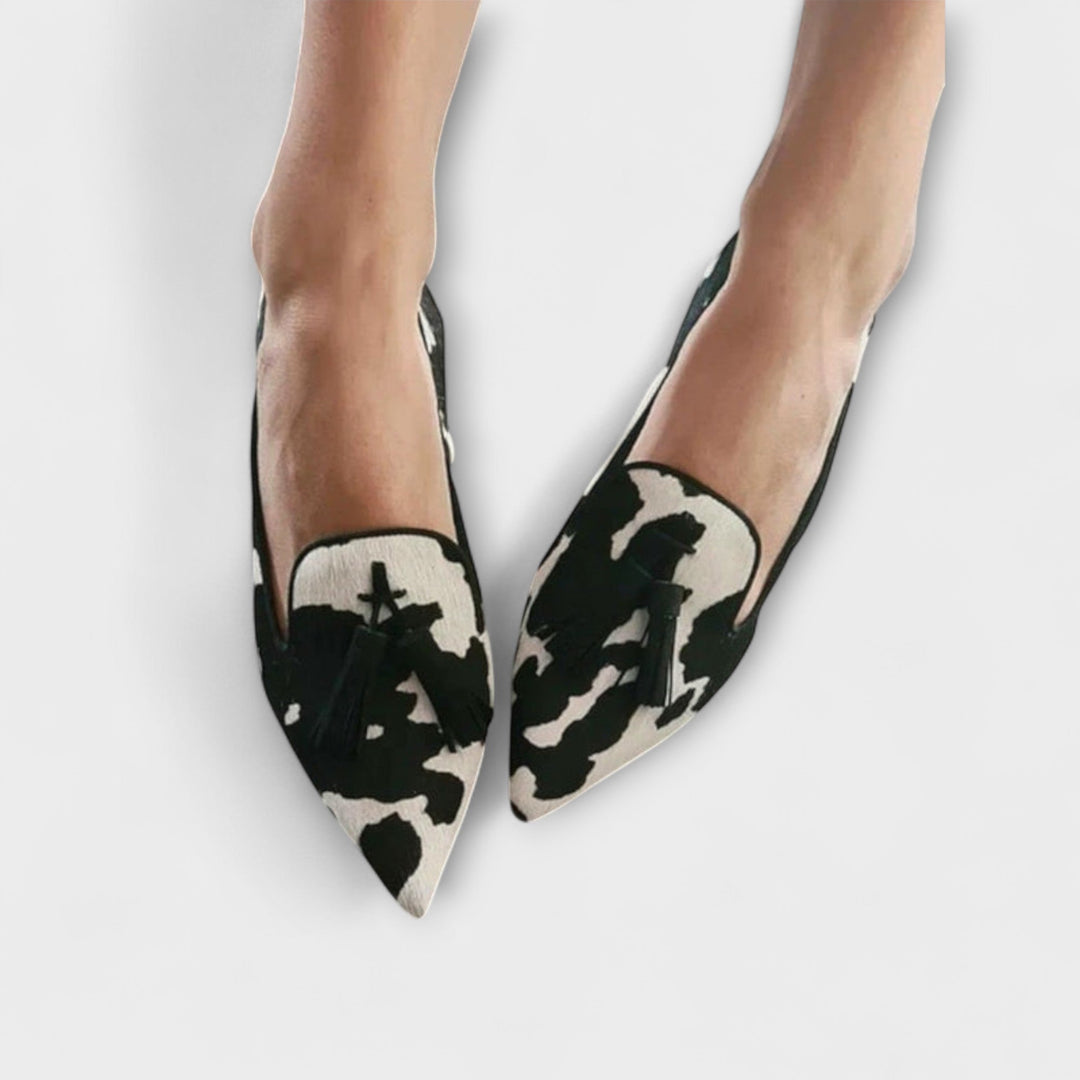 Loretta™ | Verspielte Fransen-Loafers mit Animal-Print