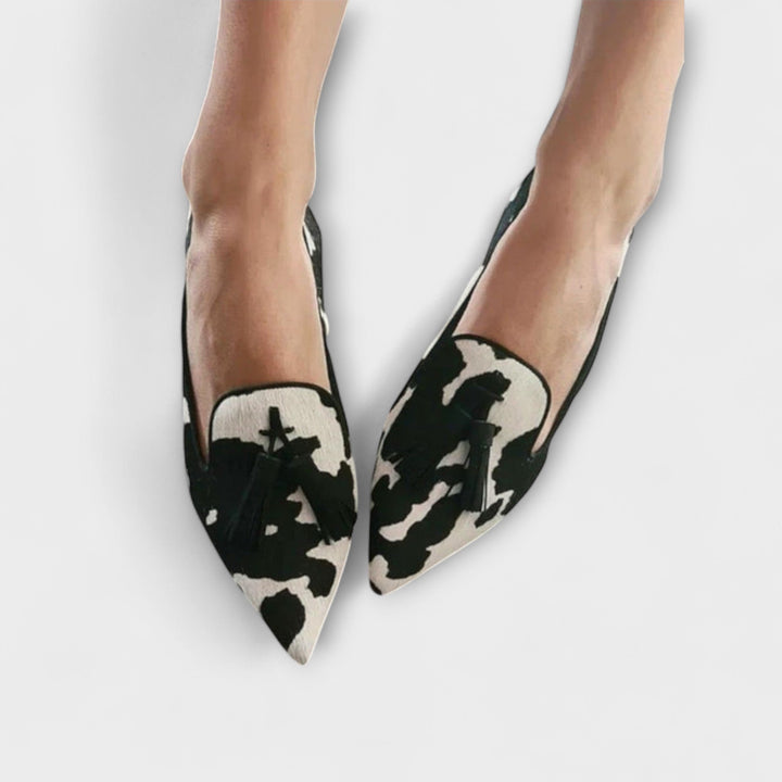 Loretta™ | Verspielte Fransen-Loafers mit Animal-Print