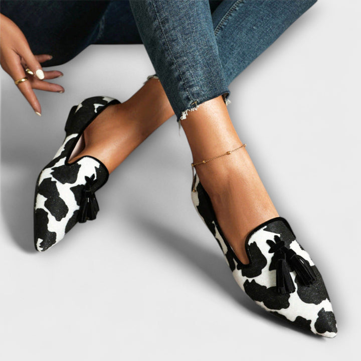 Loretta™ | Verspielte Fransen-Loafers mit Animal-Print