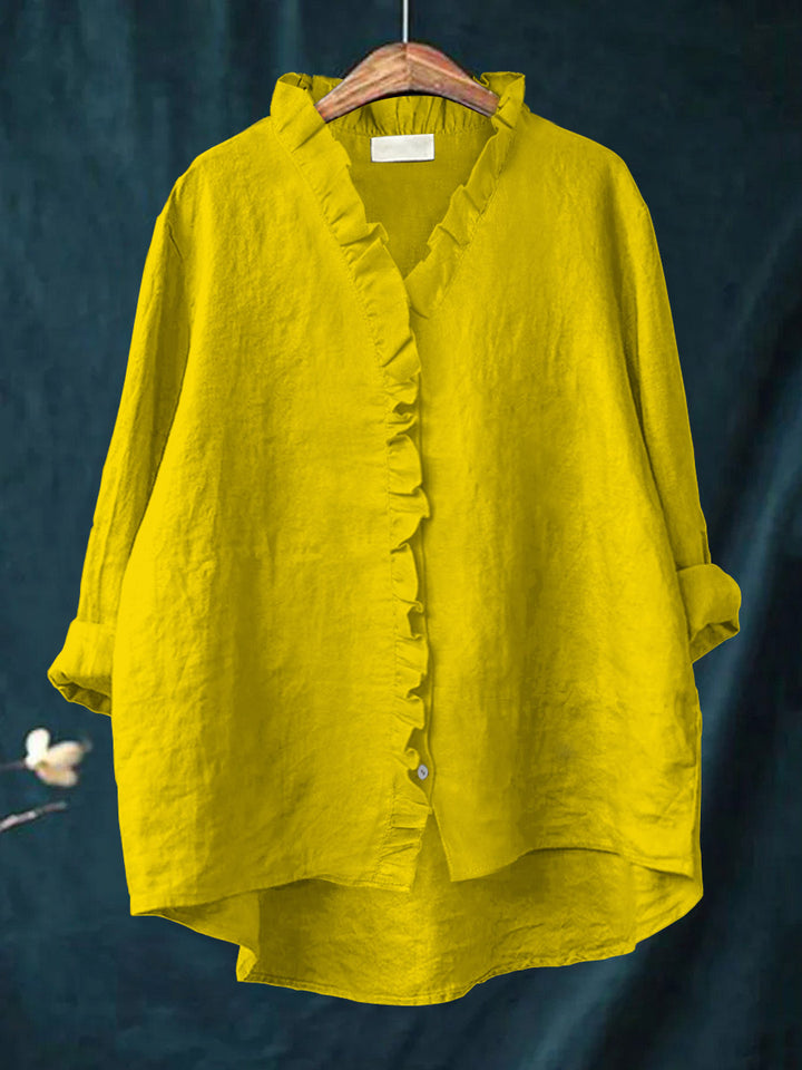 Loretta™ | Baumwoll-Leinen-Bluse mit Rüschen
