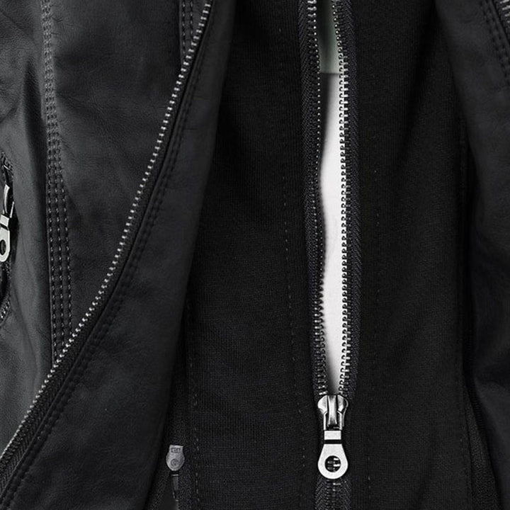 Pia™ | Moderne Lederjacke mit Kapuze
