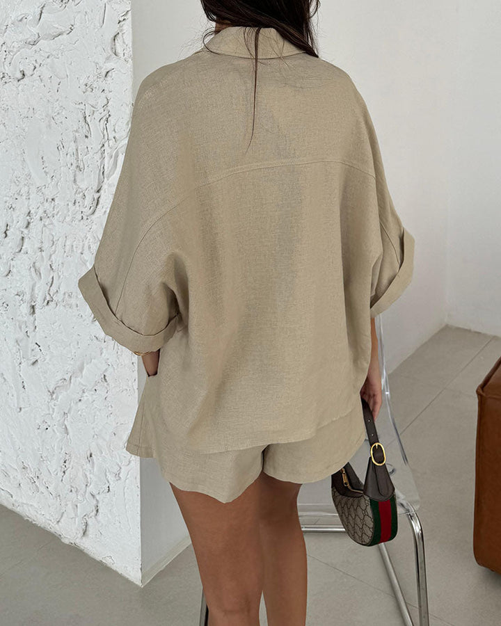 Hannelore™ | Set mit Oversize-Bluse und Shorts